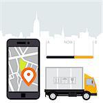 Dlivery of cargo - location tracker app and mobile gps navigation