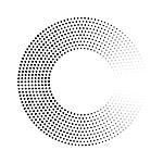 Abstract ring of black dots. Halftone effect with gradient. Modern design vector background.