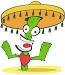 A cheerful cactus in a sombrero. Jolly Cactus In Sombrero.