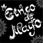 Vector of hand drawn card of holiday Cinco De Mayo in black and white colors