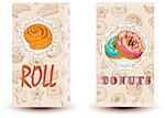 roll and donuts Bakery shop. Perfect for restaurant brochure, cafe flyer, delivery menu.