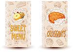 sweet menu and croissant Perfect for restaurant brochure, cafe flyer, delivery menu