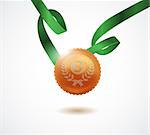 Champion bronze medal with ribbon on white background. Vector illustration EPS 10