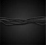 Black vector wires abstract tech background. Dark technology illustration template