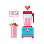 Fresh smoothie and blender Summer drinks Vector illustration