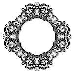 round carved frame for picture or photo with shadow on white background
