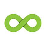 Infinity symbol icon. Representing the concept of infinite, limitless and endless things. Simple green vector design element on white background.