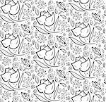 Excellent Seamless Monochrome Hand Drawn Floral Pattern