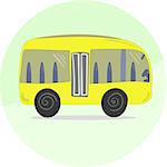 Cute Hand Drawn Cartoon Yellow Bus Icon