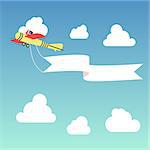 air vector banner airplene in the sky with white clouds