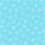 Easter eggs seamless pattern in doodle style. Hand drawn vector illustration. Blue background.