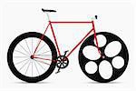 Hipster single speed bike in black and red colors. City bicycles with fixed gear.