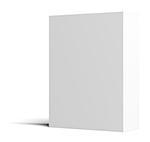 A white empty cardboard box stands half a turn. Isolated on white background. 3D illustration