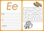 Alphabet A-Z - puzzle Worksheet - Game for Preschool Children with Cute Elephant and Peanuts