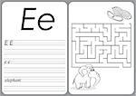 Alphabet A-Z - puzzle Worksheet - Game for Preschool Children with Cute Elephant and Peanuts