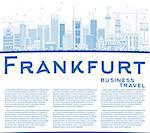 Outline Frankfurt Skyline with Blue Buildings and Copy Space. Vector Illustration. Business Travel and Tourism Concept with Modern Buildings. Image for Presentation Banner Placard and Web Site.