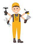 Construction Worker Flat Character, Building Man Specialists Ready for Work. Vector Illustration EPS10