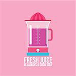 Colorful juicer on pink background Kitchen appliance Vector illustration