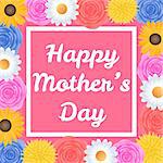 Happy Mothers Day background with beautiful colorful flower. Vector illustration.