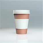 Plastic coffee cup templates over blue background. 3d illustration