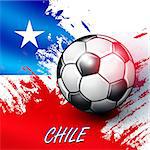 Soccer ball on Chilean flag background. Vector illustration.