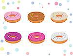 Set of appetizing donuts on a white background