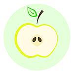 Half yellow apple vector icon, apple split in a half, cut fruit