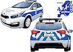 Greece Police Car - Colored Illustration from Series Euro police, Vector