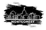 Montgomery Skyline Silhouette. Hand Drawn Sketch. Vector Illustration. Business Travel and Tourism Concept with Modern Architecture. Image for Presentation Banner Placard and Web Site.