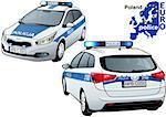 Poland Police Car - Colored Illustration from Series Euro police, Vector