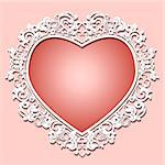 frame heart-shaped paper for picture or photo with shadow on pink background