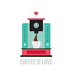 Cute colorful coffee maker on white background Vector illustration