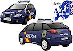 Spain Police Car - Colored Illustration from Series Euro police, Vector