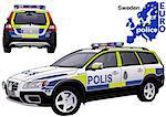 Sweden Police Car - Colored Illustration from Series Euro police, Vector