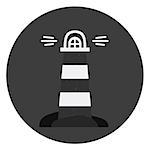 Vector lighthouse icon, black and white lighthouse symbol