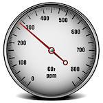 illustration of a carbon dioxide gauge, symbol for low emission, eps10 vector