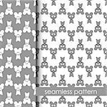 set of seamless pattern with white and gray mouse. vector