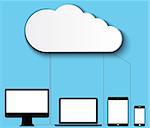 Cloud computing concept. Client computers communicating with resources located in the cloud .