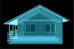 X-Ray Image Of Small House on Black Background. 3D rendering