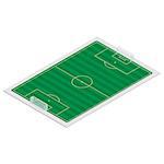 Field for play soccer with a markings and gates, isolated on white background. Flat 3D isometric style, vector illustration.