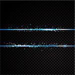 Two blue lines with light effects. Isolated on black transparent background. Vector illustration banner