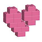 Building bricks in 3D broken heart, vector