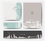 Modern grunge brush design templates, invitation, banner, art vector cards design in soft pastel colors