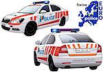 Swiss Police Car - Colored Illustration from Series Euro police, Vector
