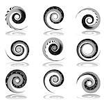 Spiral design elements set. Vector art.