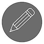 Outline pencil icon, white linear pencil on black background