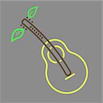 Outline vector pear guitar icon, eco music symbol