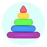 Raindow stacking rings icon, children pyramid toy icon