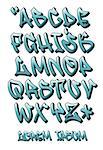 Vectorial font in graffiti hand written 3D style. Capital letters alphabet.