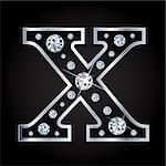 X Vector shiny diamond letter isolated on black